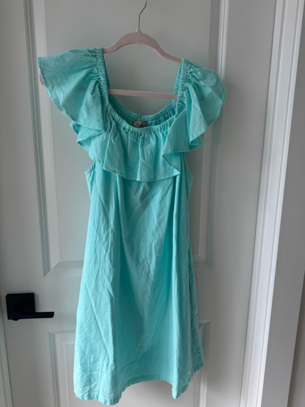 Charlie Paige Seafoam Ruffle-Trim Mini Dress
